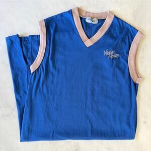 Vintage 80s Blue Night Moves Sleeveless Ringer Midi Nightgown / Dress / S M